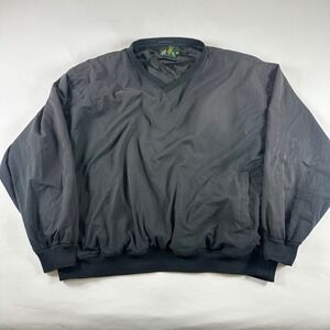 Cabelas Mens 2XL Red Pullover Windbreaker Jacket Black V Neck